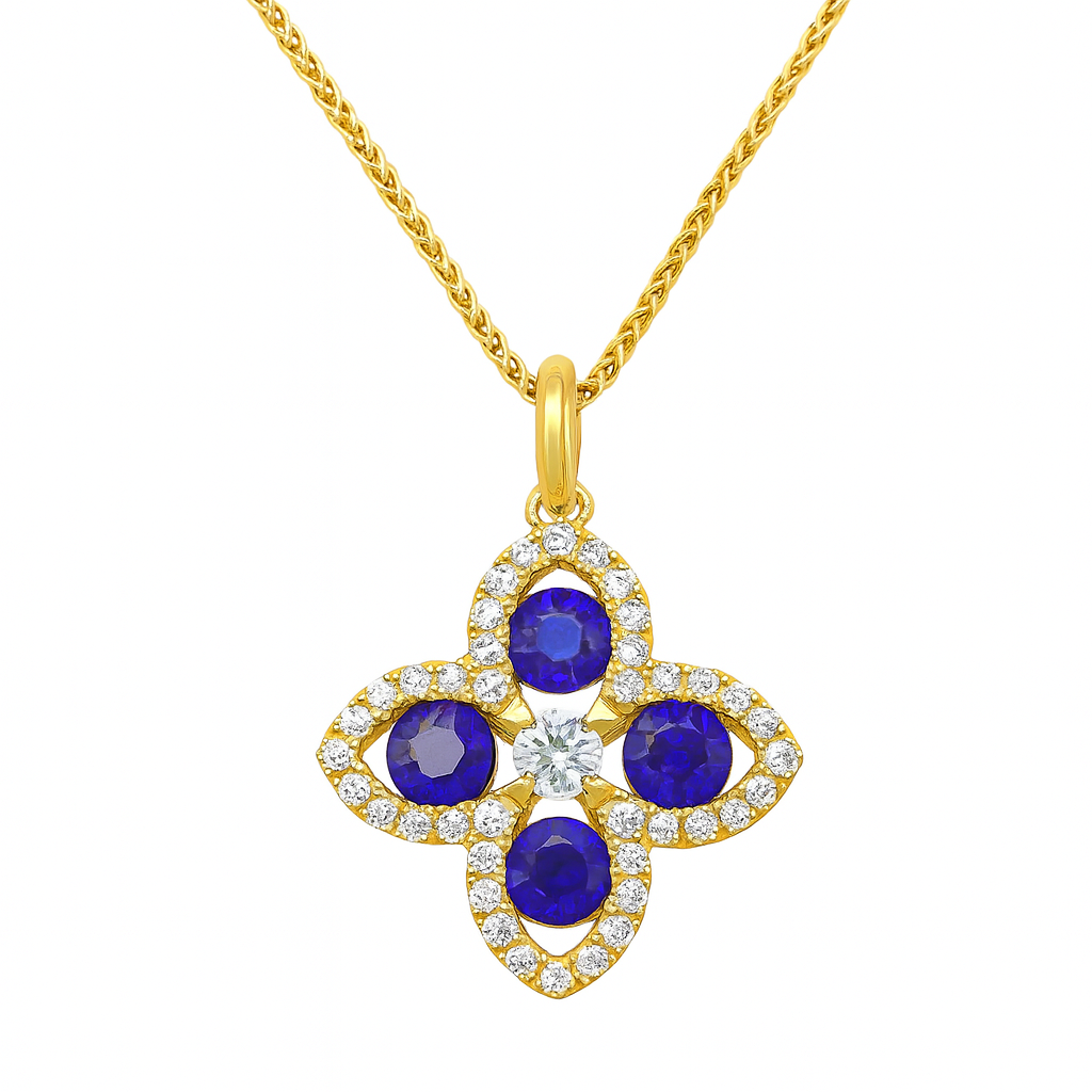 ASP153858-YG - Pendant 14KY/1.4G 4SAPP-0.83CT 41RD-0.24CT