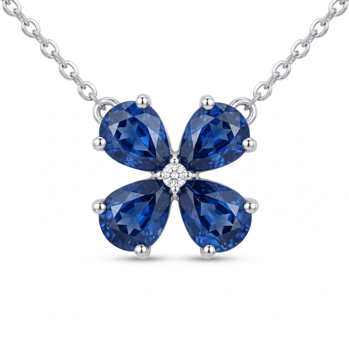 ASP155118 - Necklace 14KW/1.9G 4SAPP-1.78CT 1RD-0.01CT