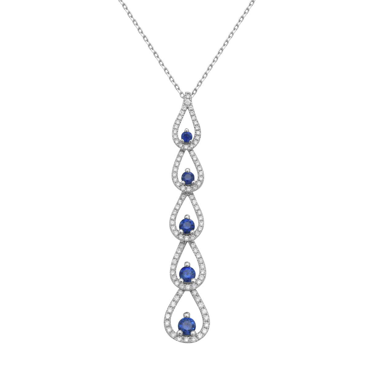 14K White Gold Blue Sapphire Pendant, 0.64ct