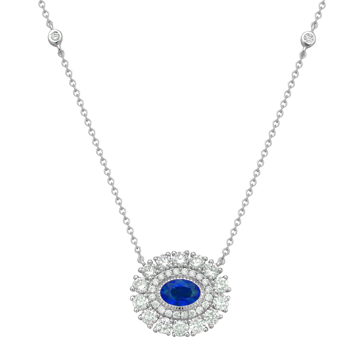 18K White Gold Blue Sapphire Pendant, 0.71ct