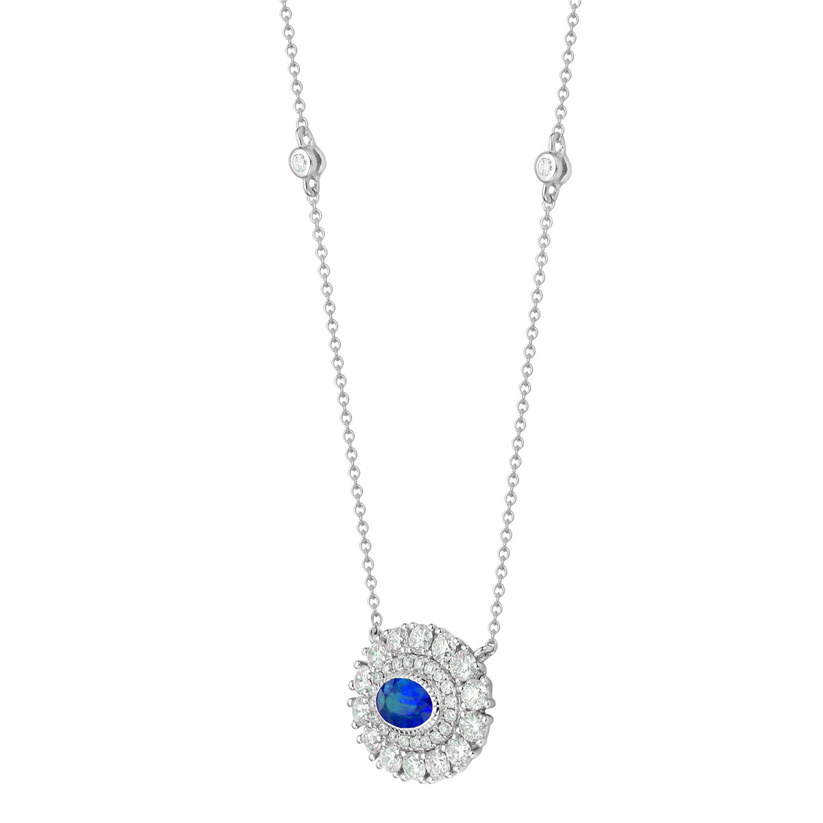 18K White Gold Blue Sapphire Pendant, 0.71ct