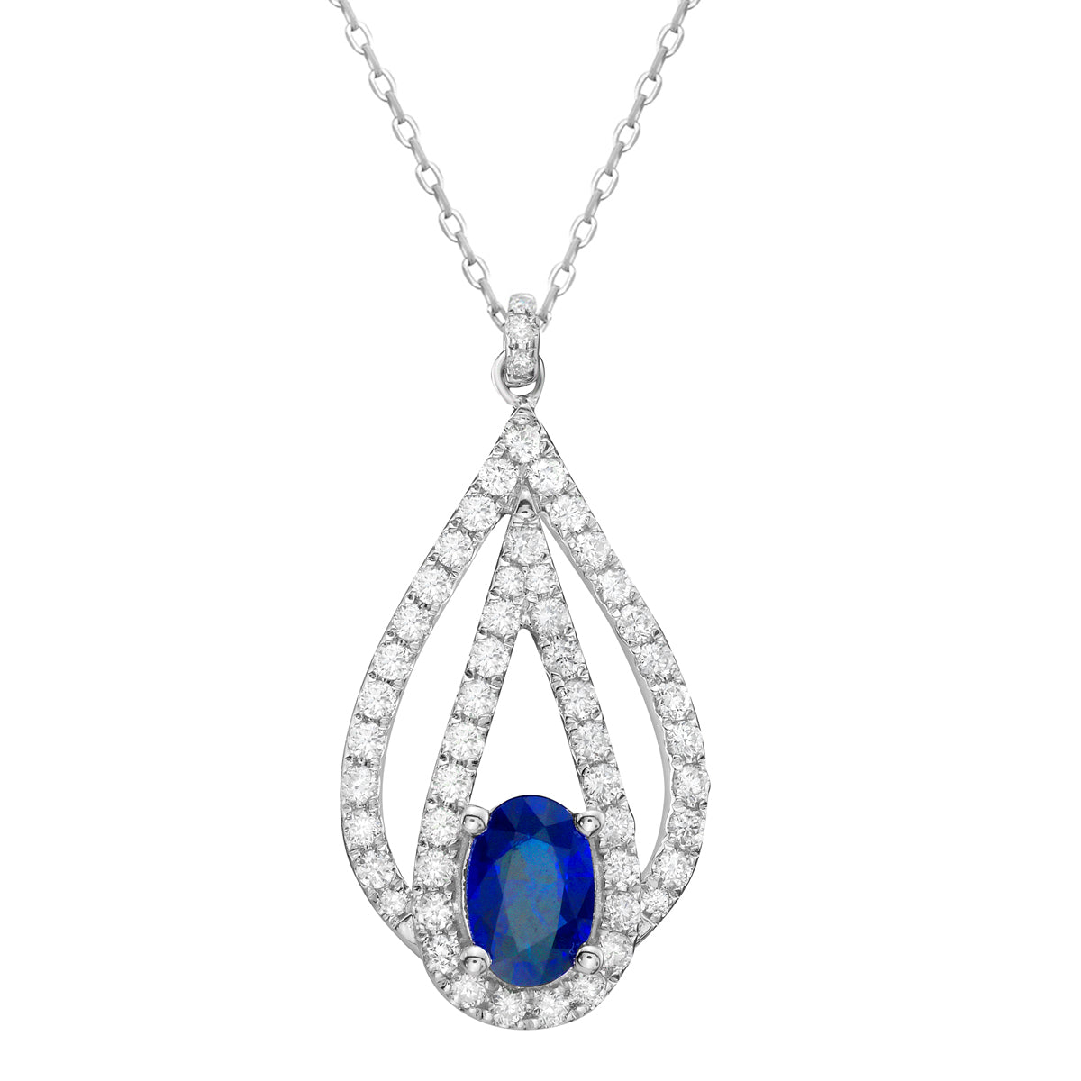 14K White Gold Blue Sapphire Pendant, 0.97ct