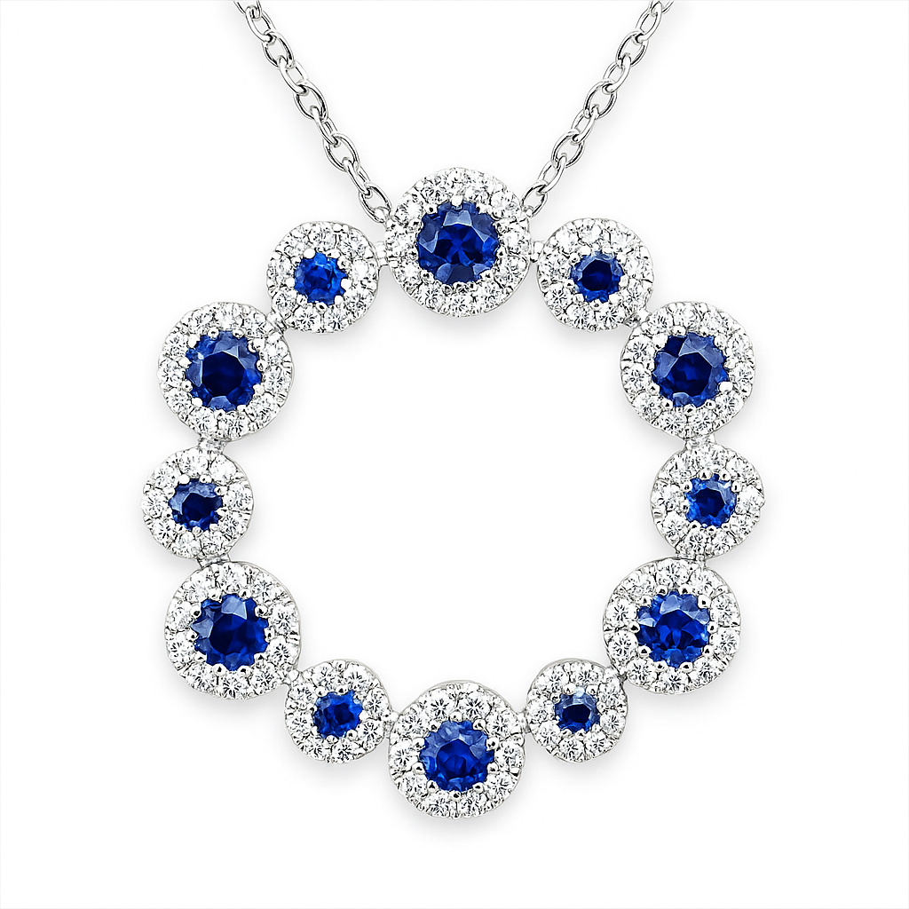 14K White Gold Blue Sapphire Pendant, 0.72ct
