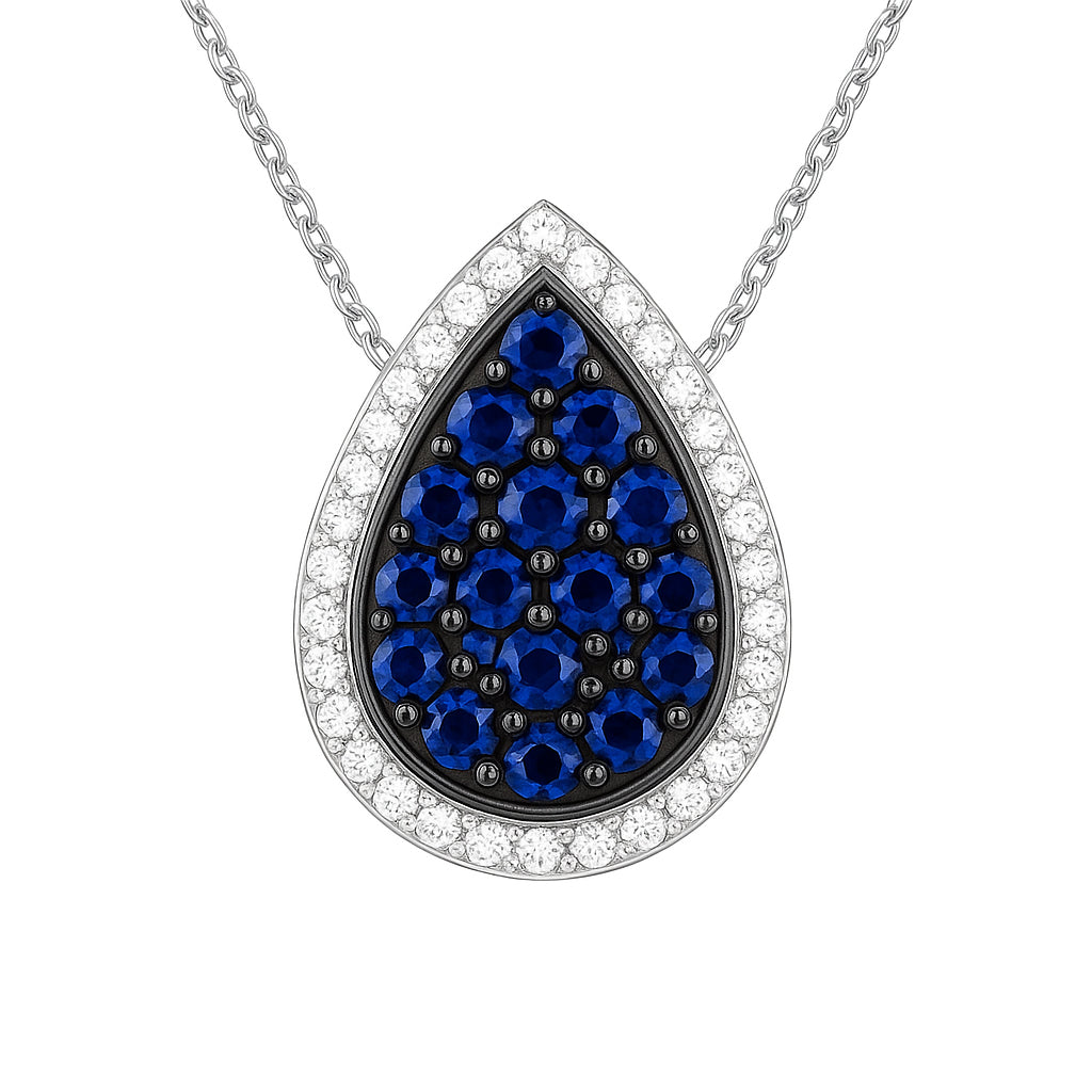 14K White Gold Blue Sapphire Pendant, 1.25ct
