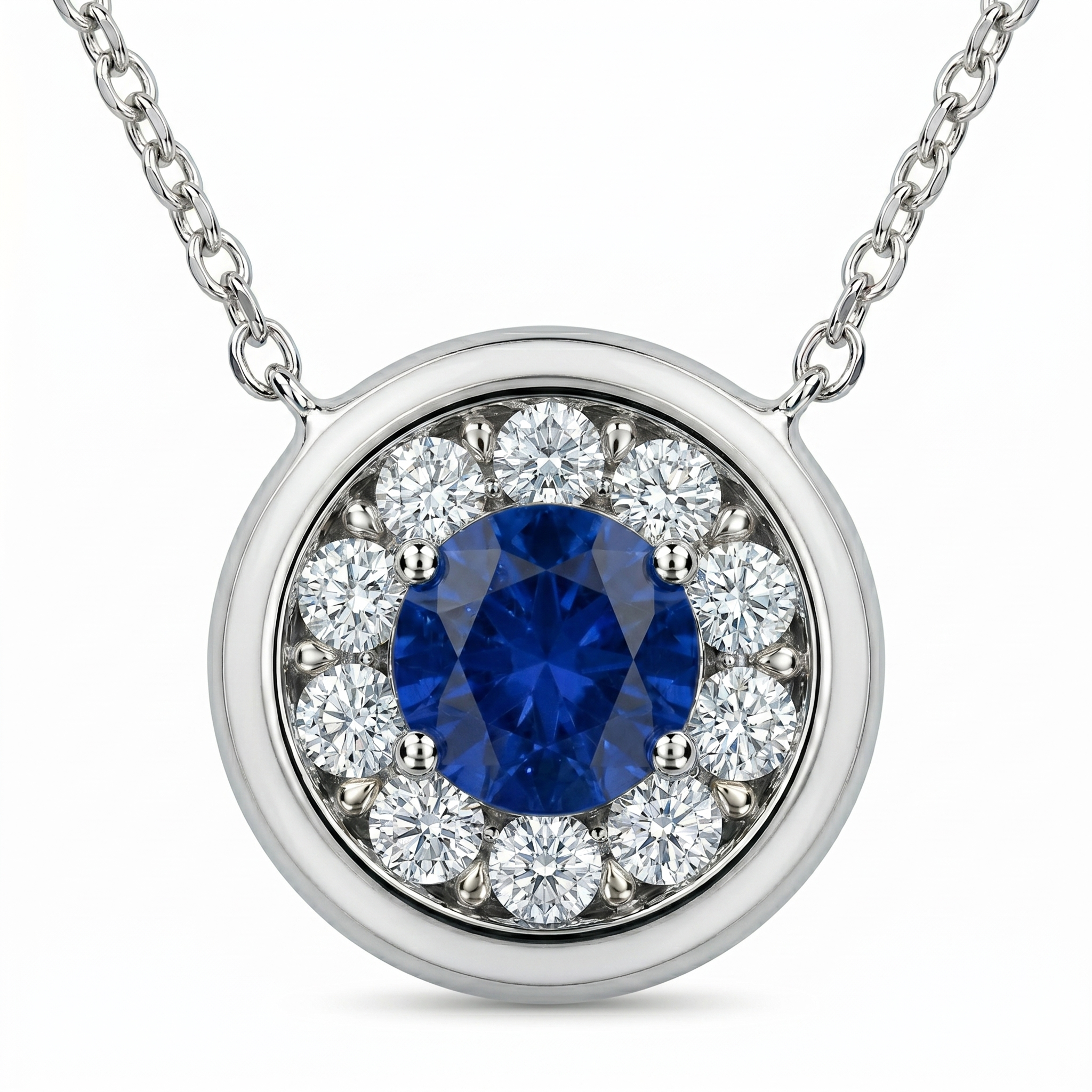 ASP157012 - Necklace 14KW/2G 1SAPP-0.27CT 10RD-0.16CT