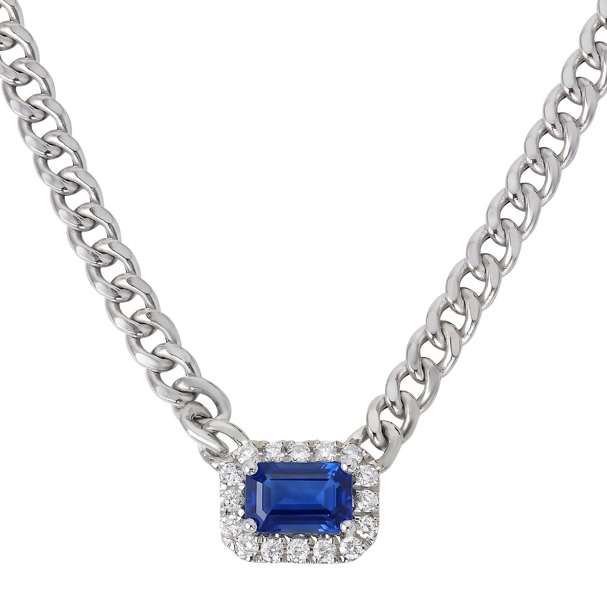 ASP157061 - Necklace 14KW/4.4G 1SAPP-0.58CT 16RD-0.14CT