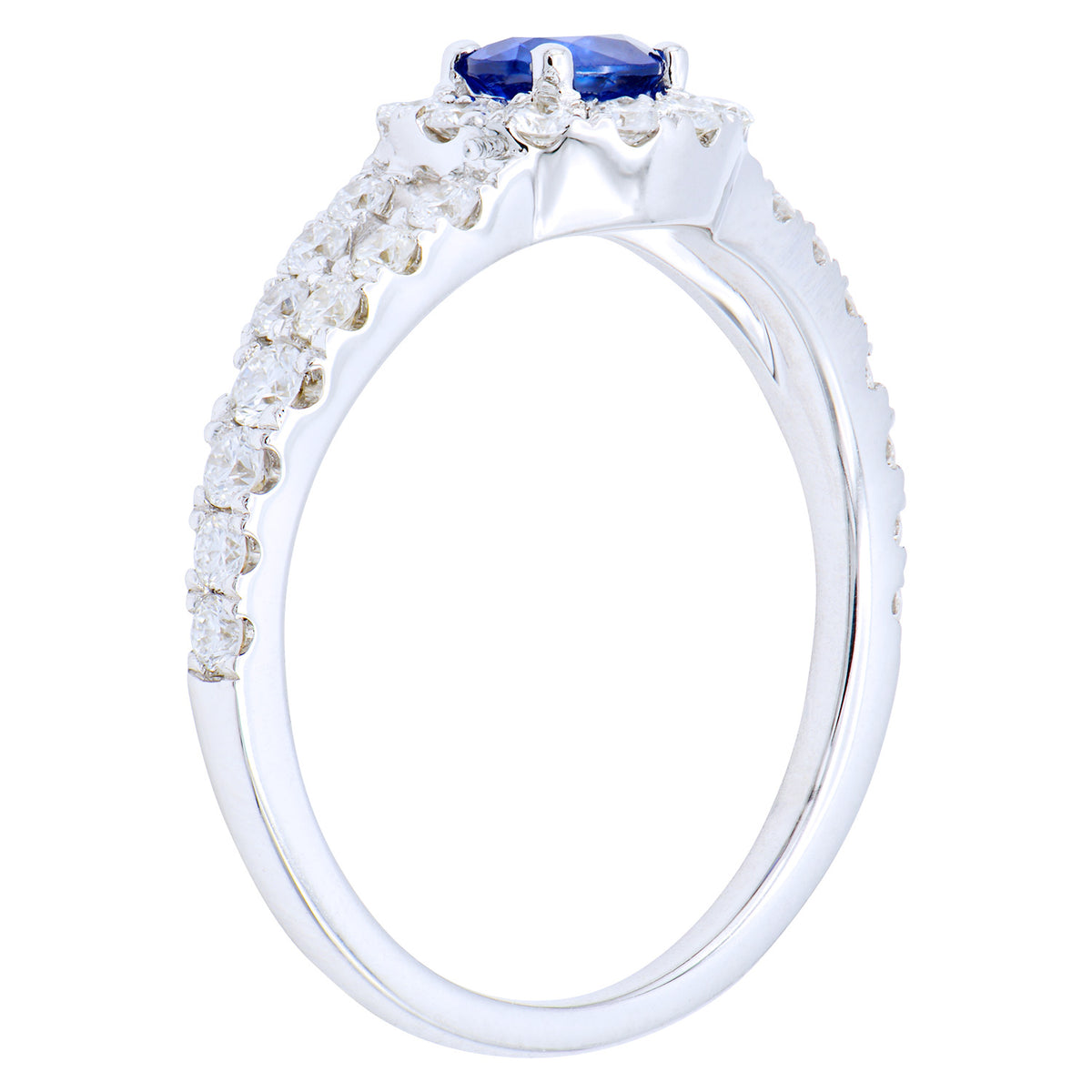 14K White Gold Sapphire and Diamond Split Shank Ring, 0.41ct