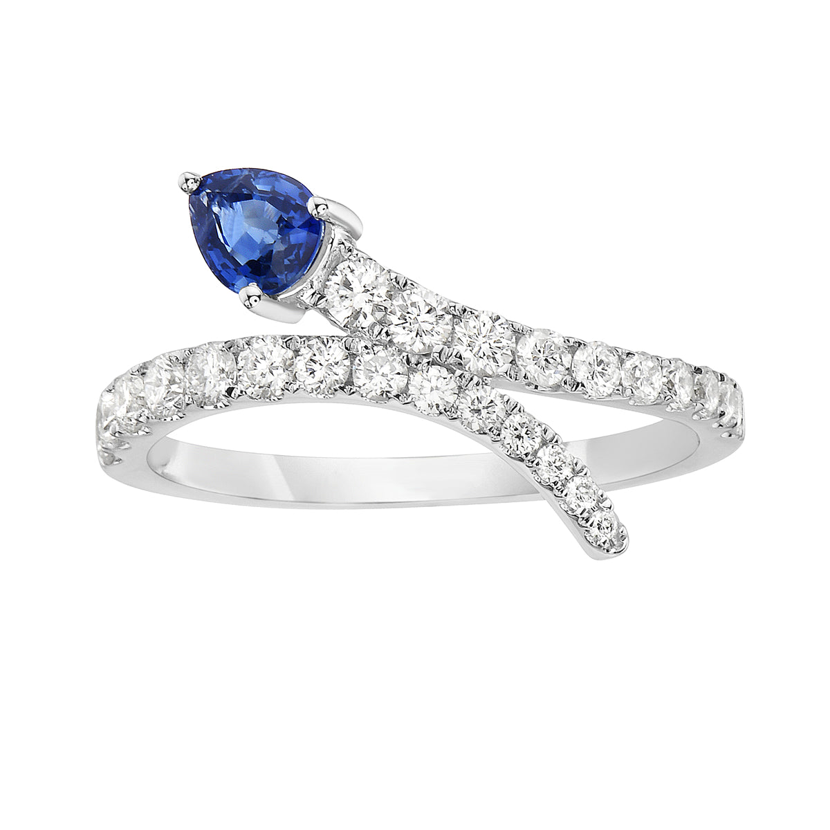 14K White Gold Diamond and Sapphire Ring