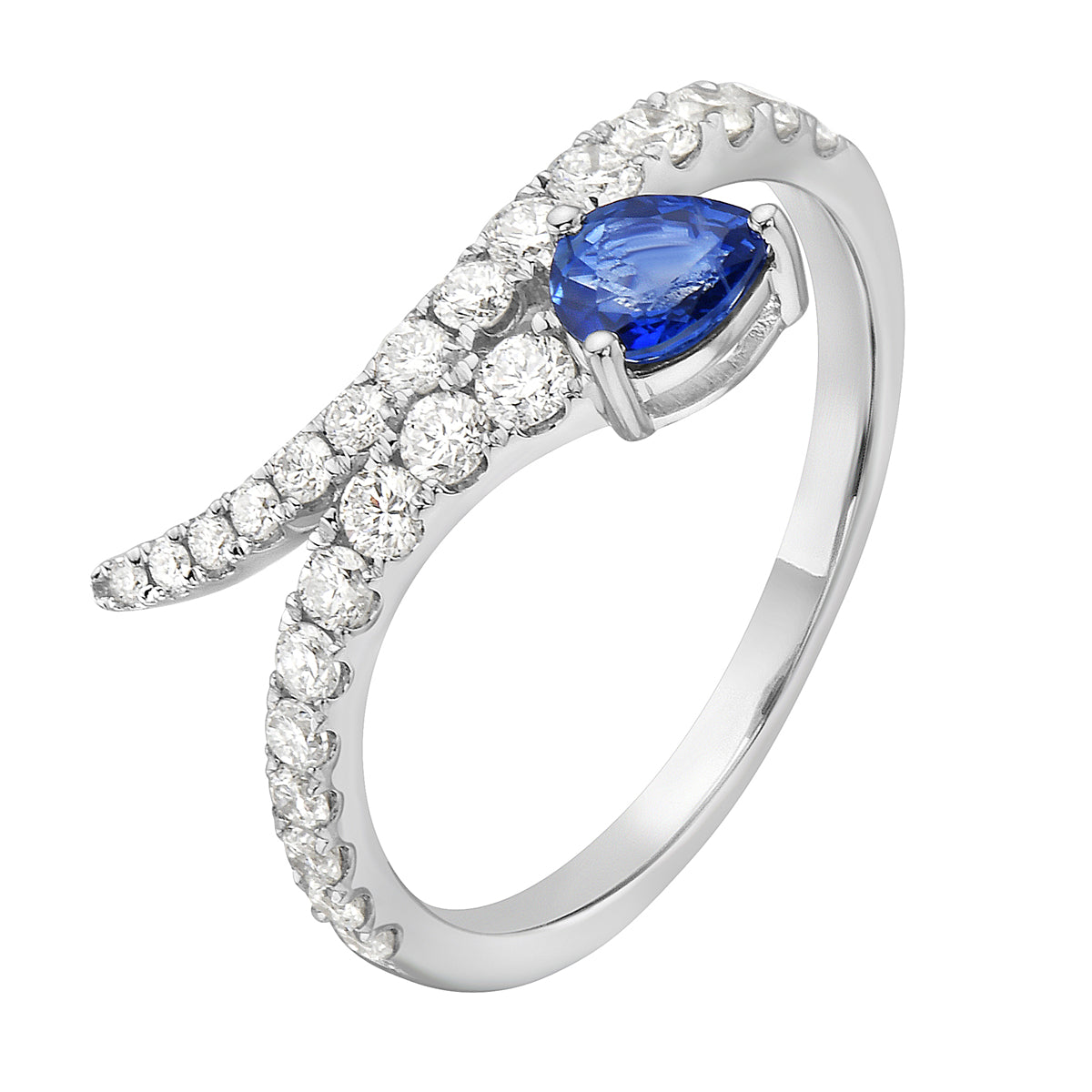 14K White Gold Diamond and Sapphire Ring