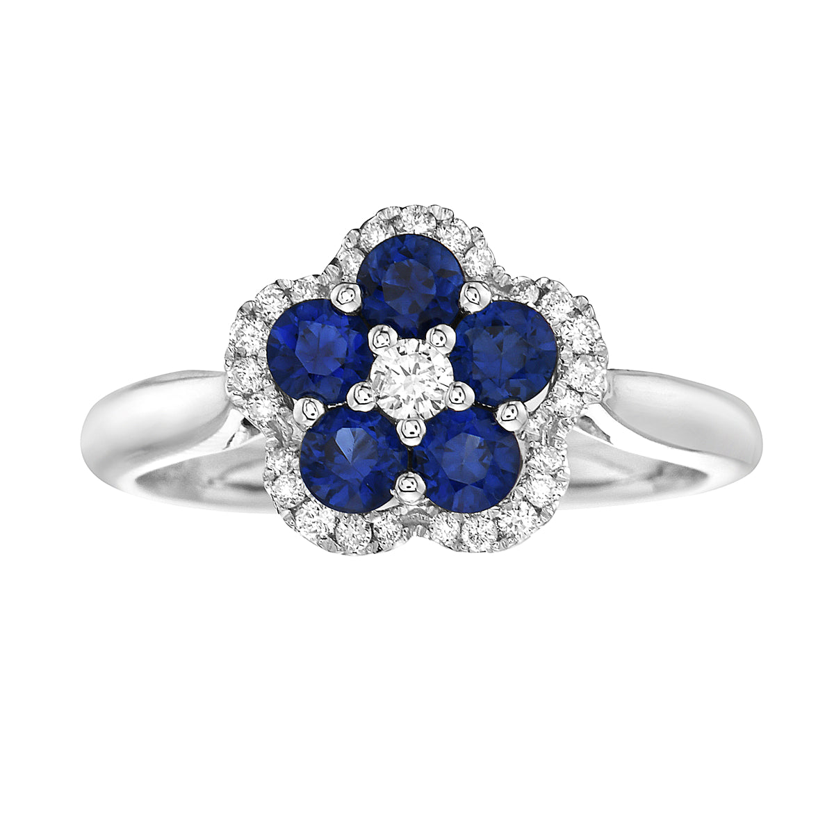 14K White Gold Blue Sapphire Ring, 0.75ct