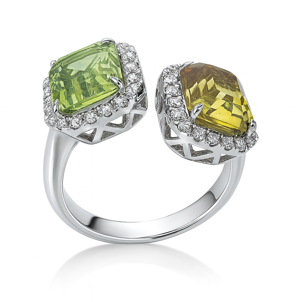 Handmade 14K White Gold Blue Sapphire Ring, 2 Stone, 4.85ct