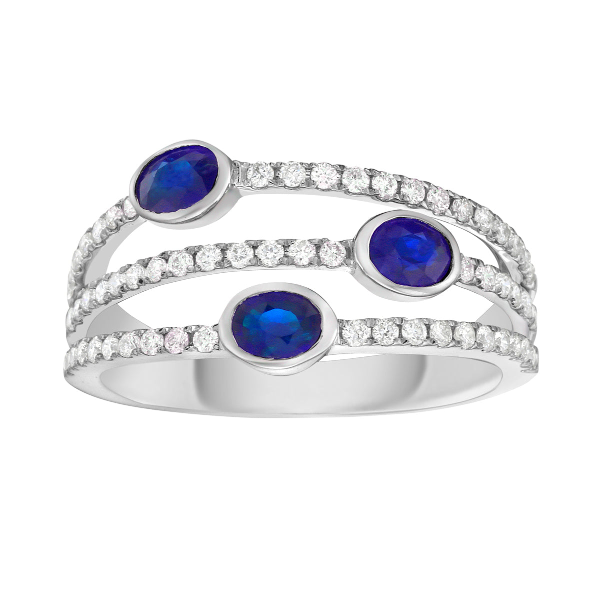 SR055904 - Ring 18KW/2.7G 3SAPP-0.72CT 57RD-0.35CT