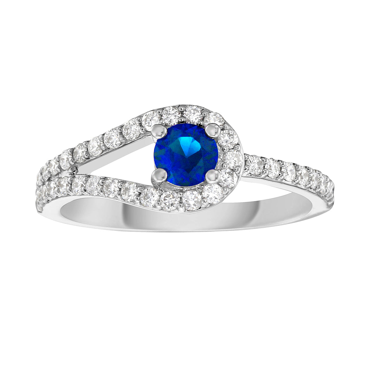 18K White Gold Blue Sapphire Ring, 0.32ct
