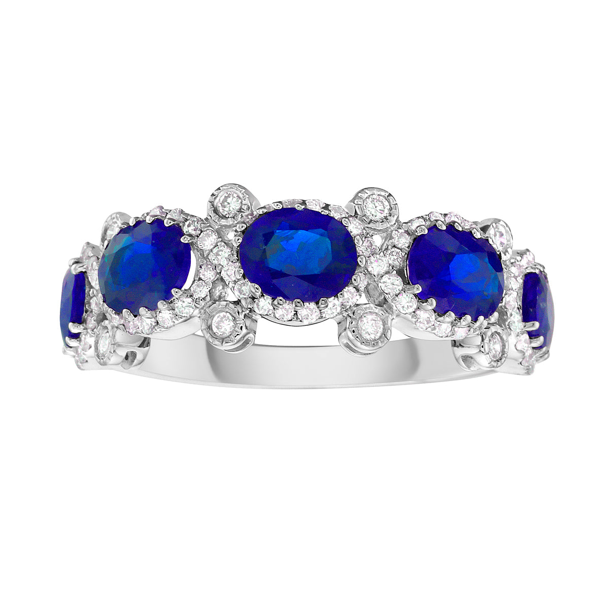 18K White Gold Blue Sapphire Diamond Ring, 2.06ct