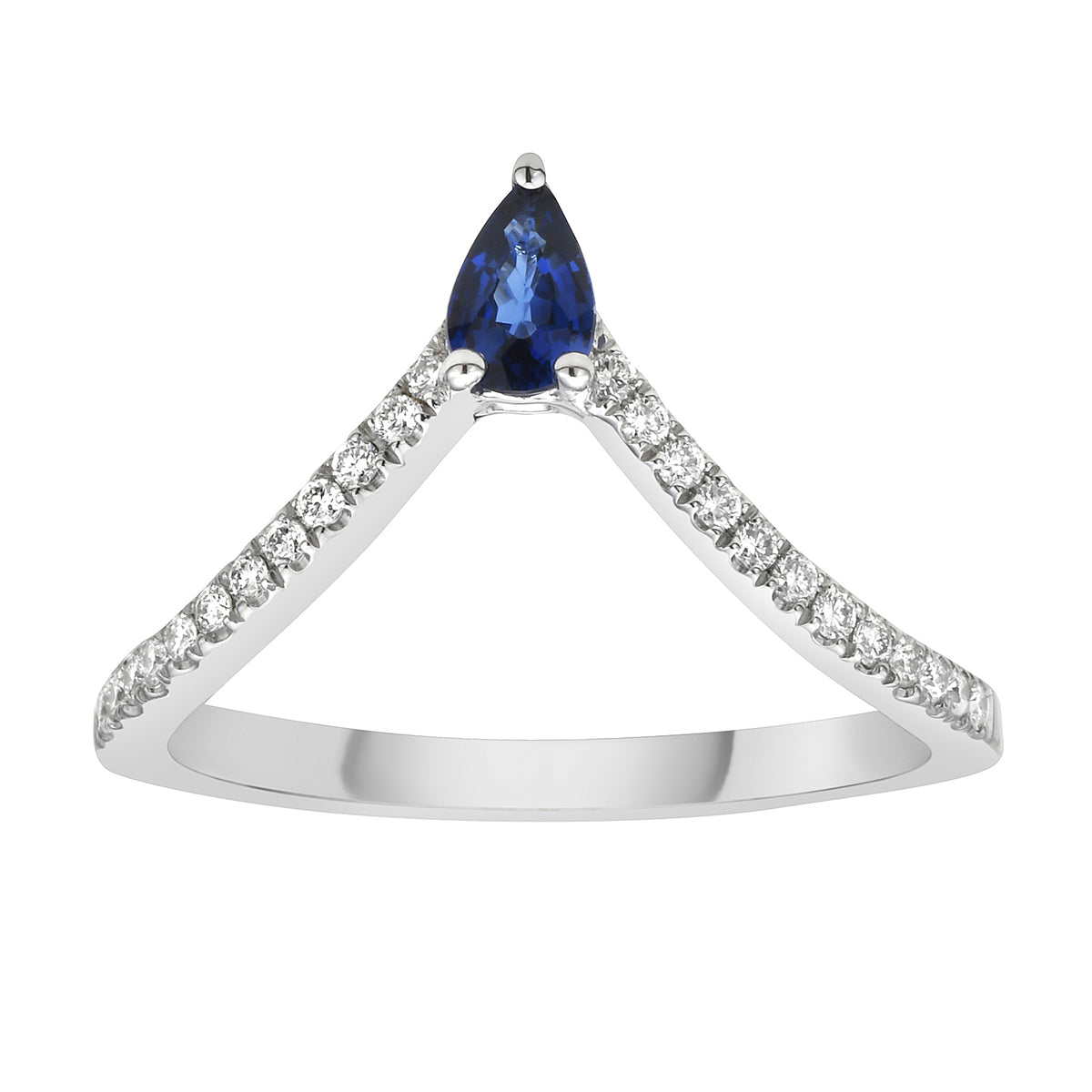 14K White Gold Blue Sapphire Ring, 0.4ct