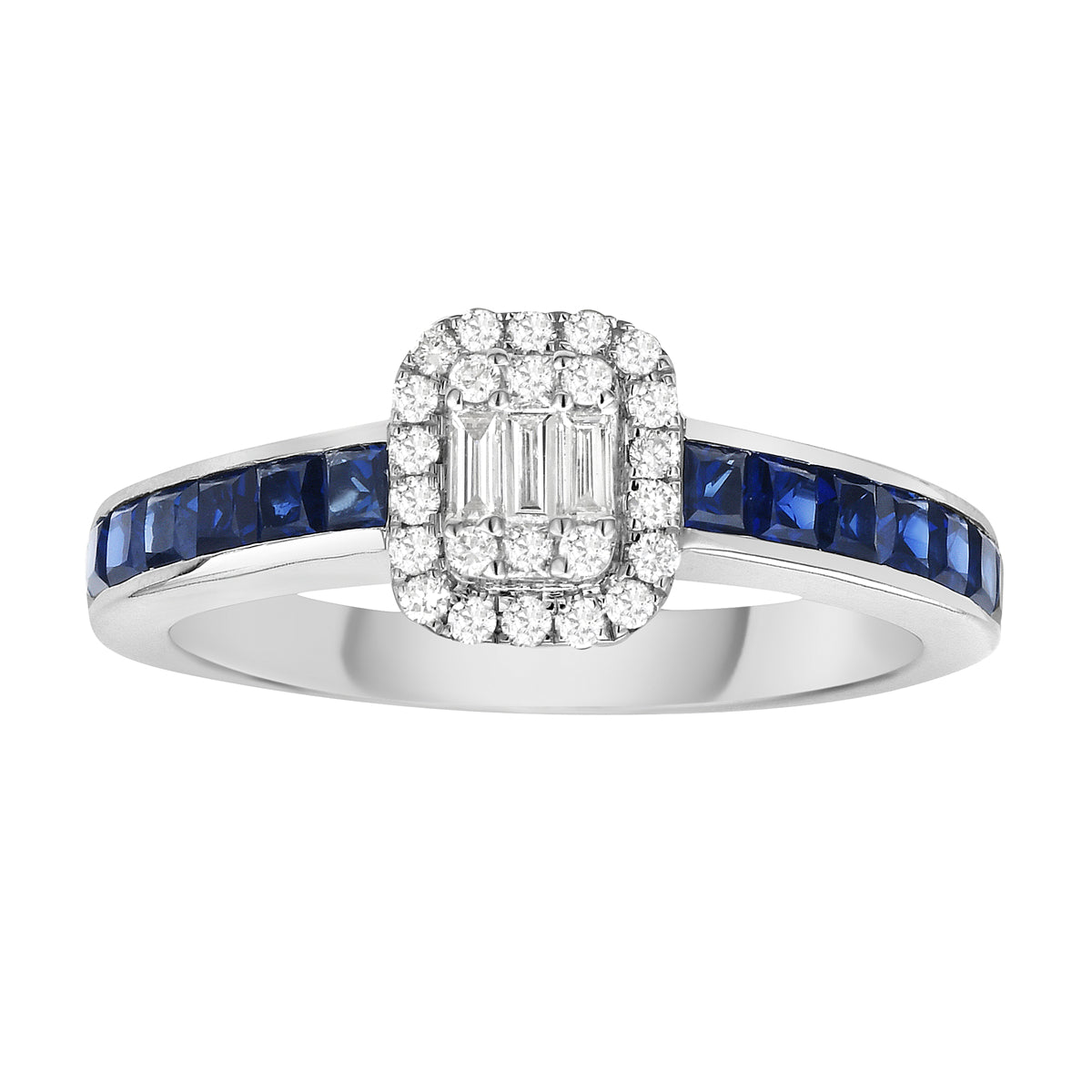 14K White Gold Blue Sapphire Ring, 0.07ct