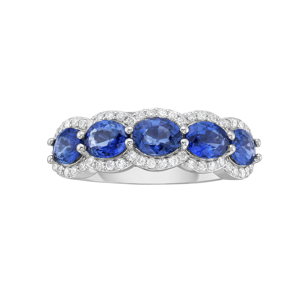 14K White Gold Blue Sapphire Ring, 5.5-6.5mm, 2.09ct