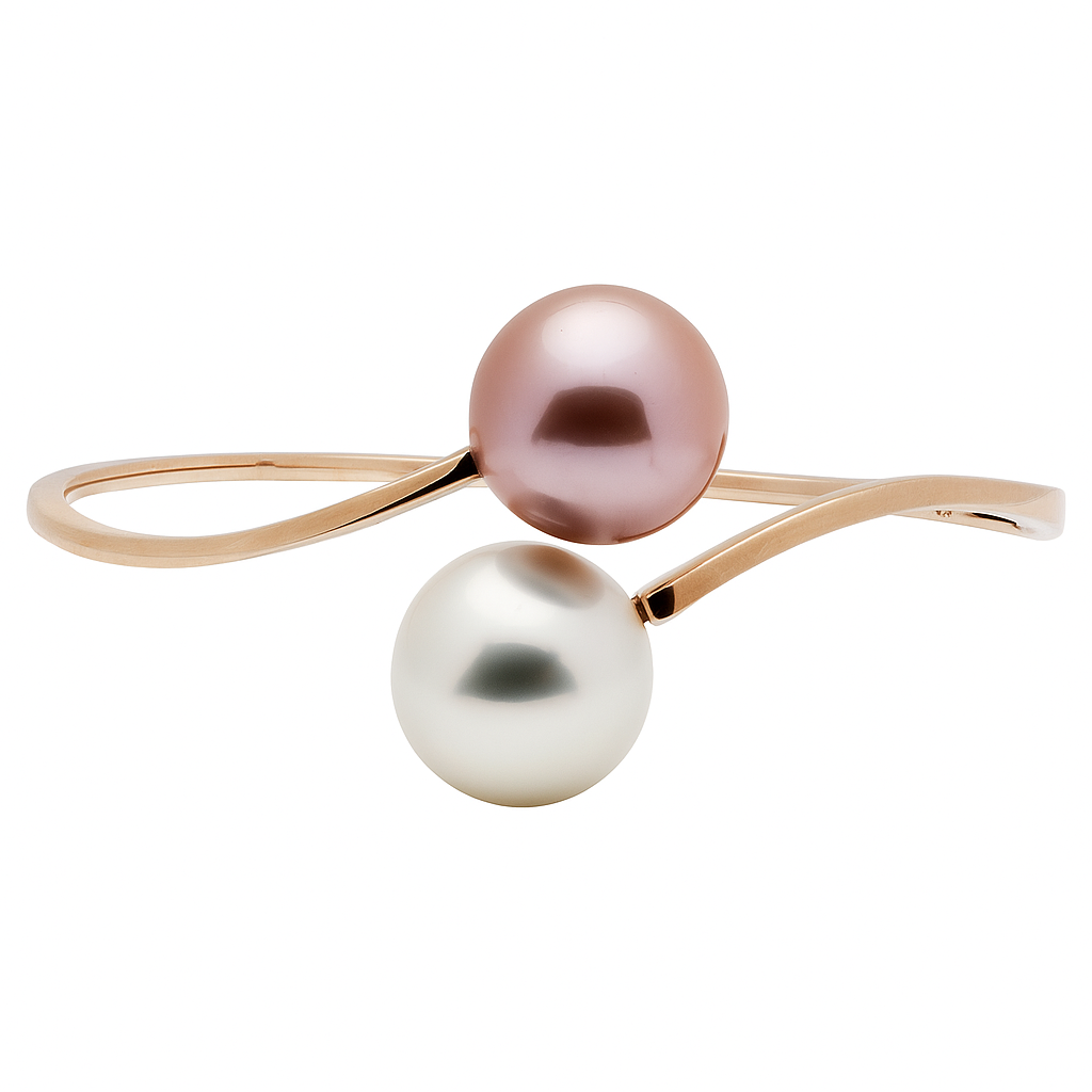 14K Rose Gold Bangle South Sea Pearl Bracelet, 12-13mm
