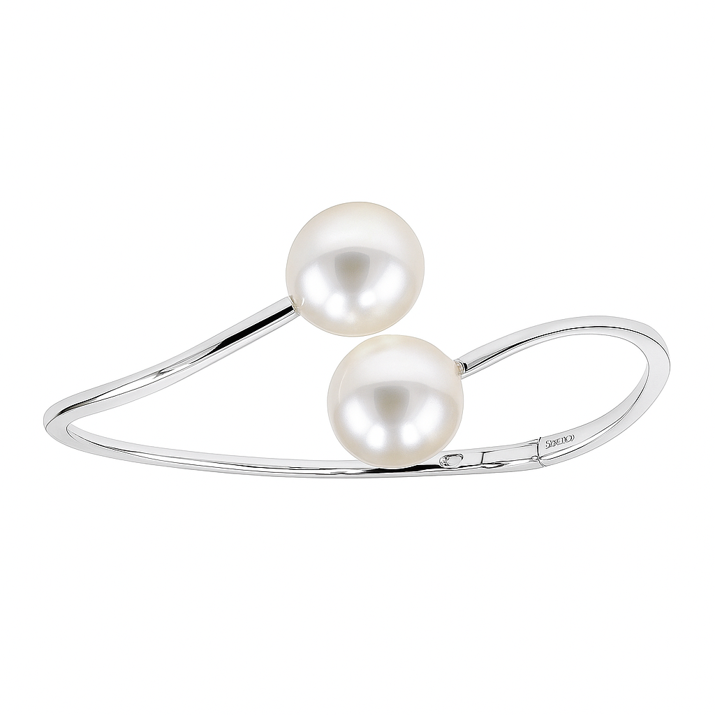 18K White Gold South Sea Pearl Bangle, 12-13mm
