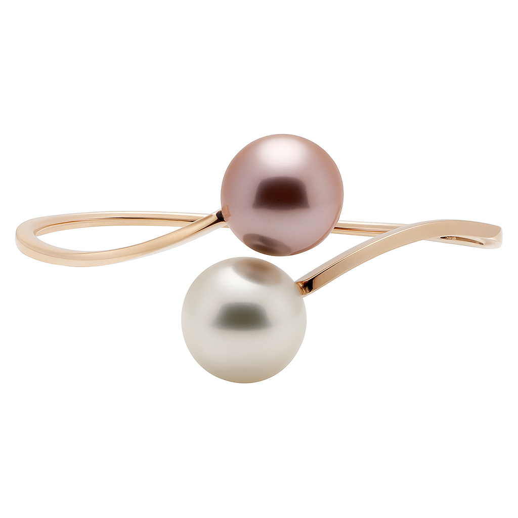 18K Rose Gold Freshwater Pearl Bangle Bracelet, 11-12mm