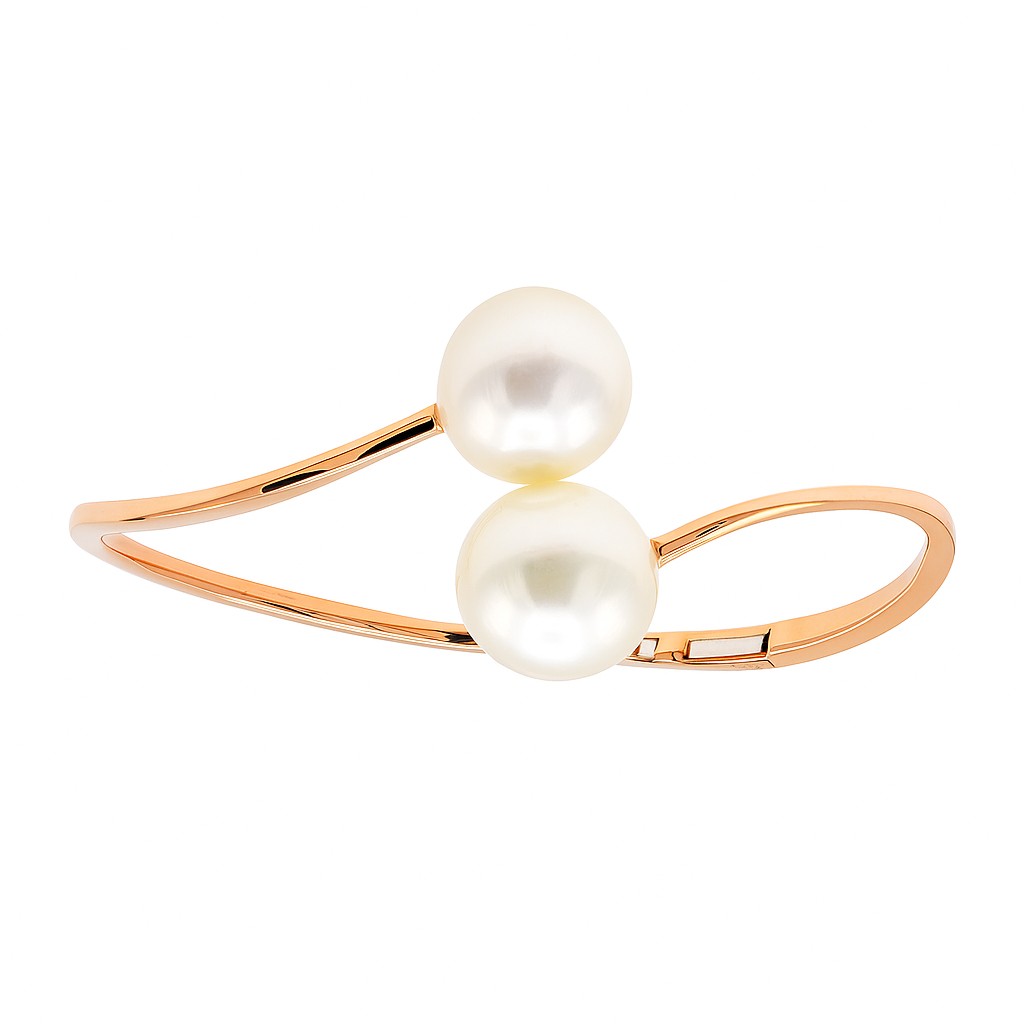 18K Rose Gold South Sea Pearl Bangle Bracelet, 12-13mm
