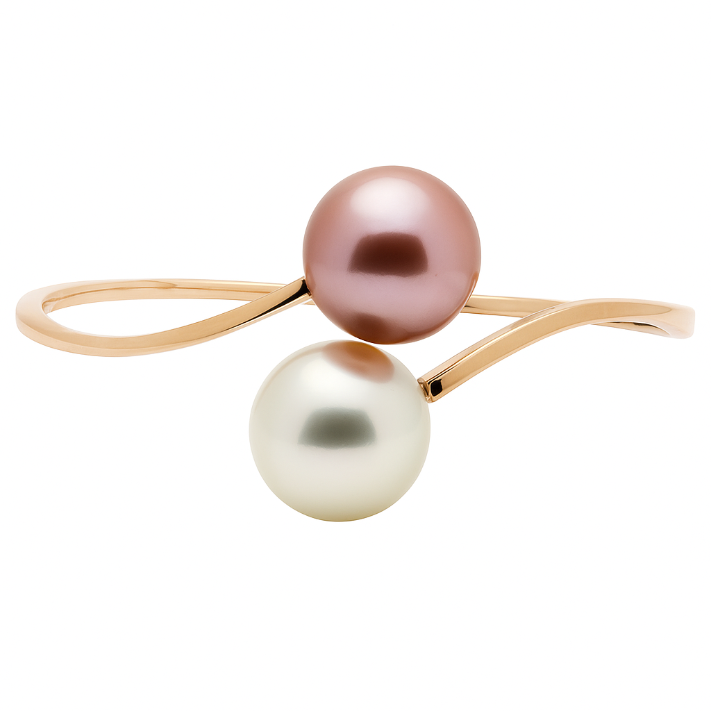 18K Rose Gold South Sea Pearl Bangle Bracelet, 12-13mm