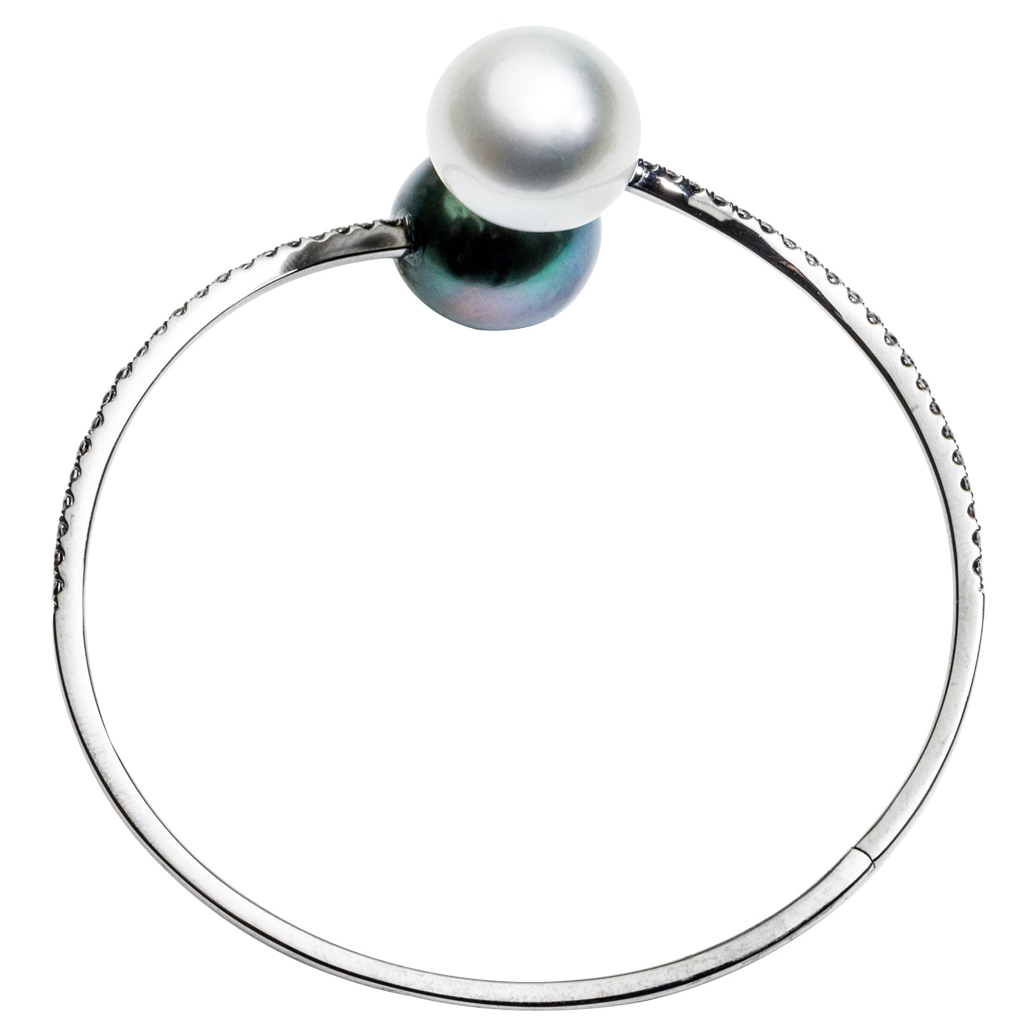 18K White Gold South Sea & Tahitian Pearl Bangle, 12-13mm