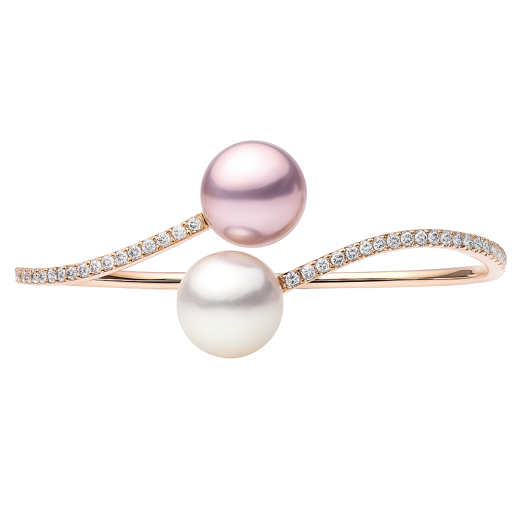 18K White Gold South Sea Pearl Bracelet, 12-13mm, 1.03ct