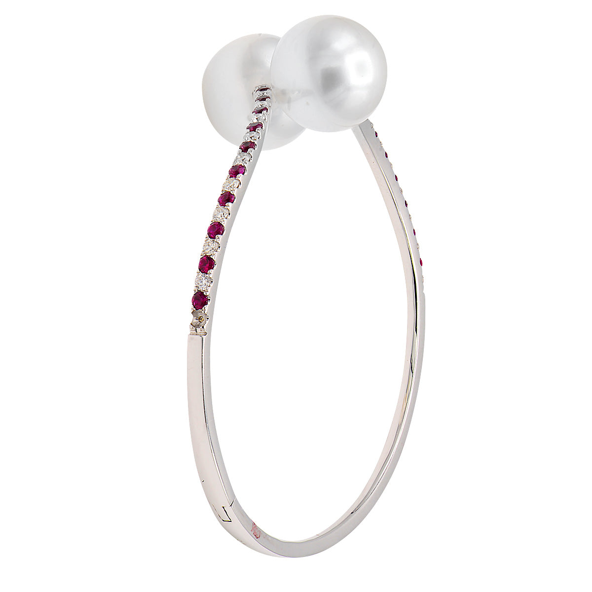 18K White Gold South Sea Pearl Bracelet, 12-13mm, 1.1ct