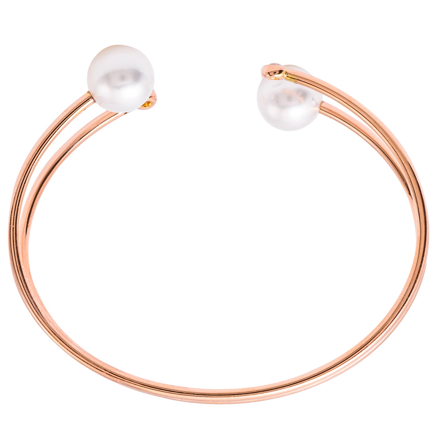 18K Rose Gold South Sea Pearl Bangle Bracelet, 10-11mm, 0.12ct