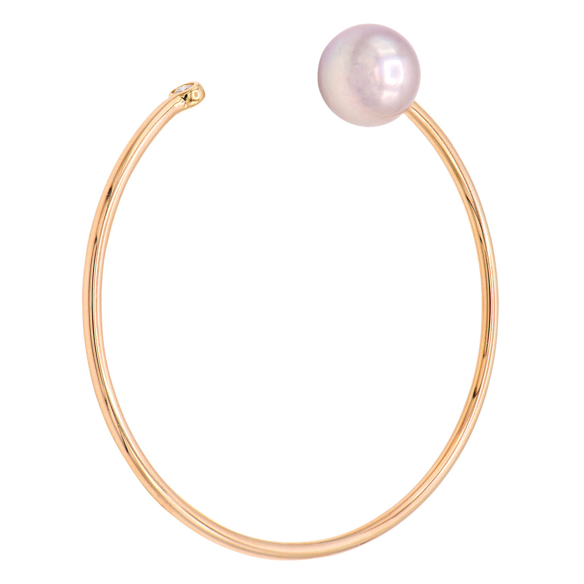 18K Rose Gold Freshwater Pearl Bangle, 11-12mm, 0.06ct