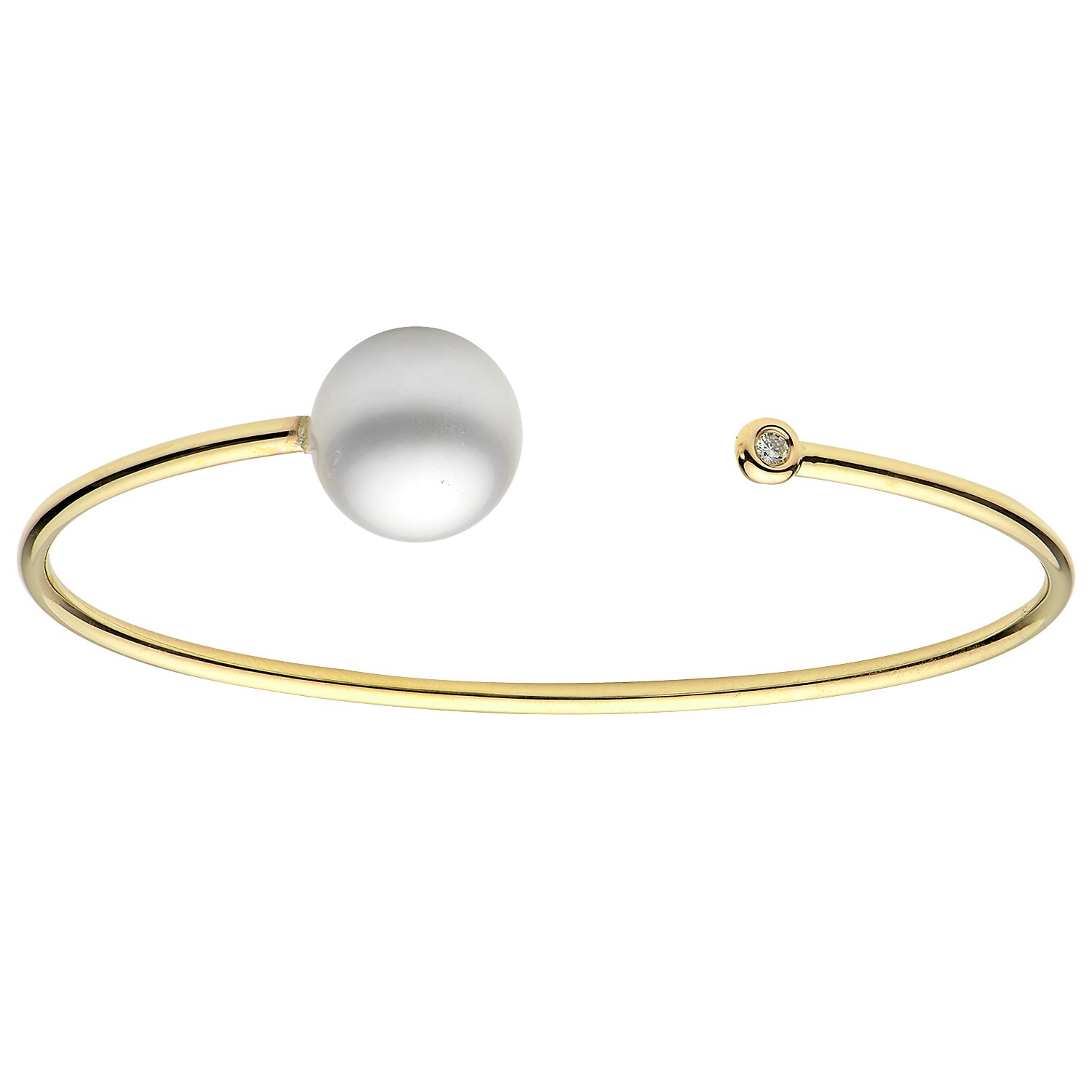 14K Yellow Gold Diamond and South Sea Pearl Bangle