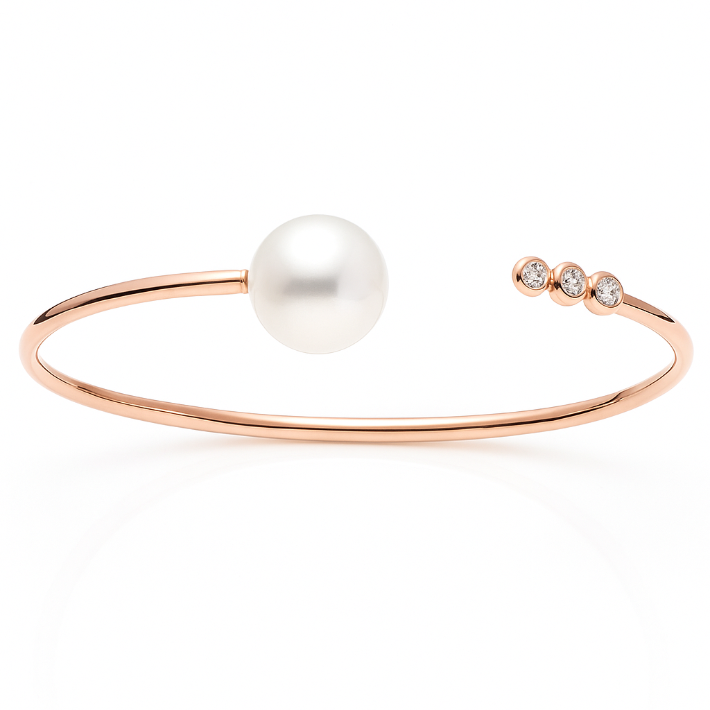 18K Rose Gold South Sea Pearl Bracelet, 11-12mm, 0.1ct