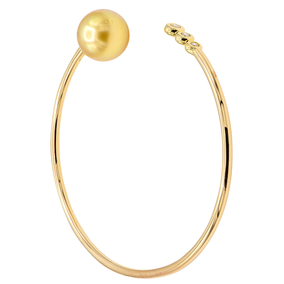 18K Yellow Gold Golden Pearl Bracelet, 11-12mm, 0.1ct