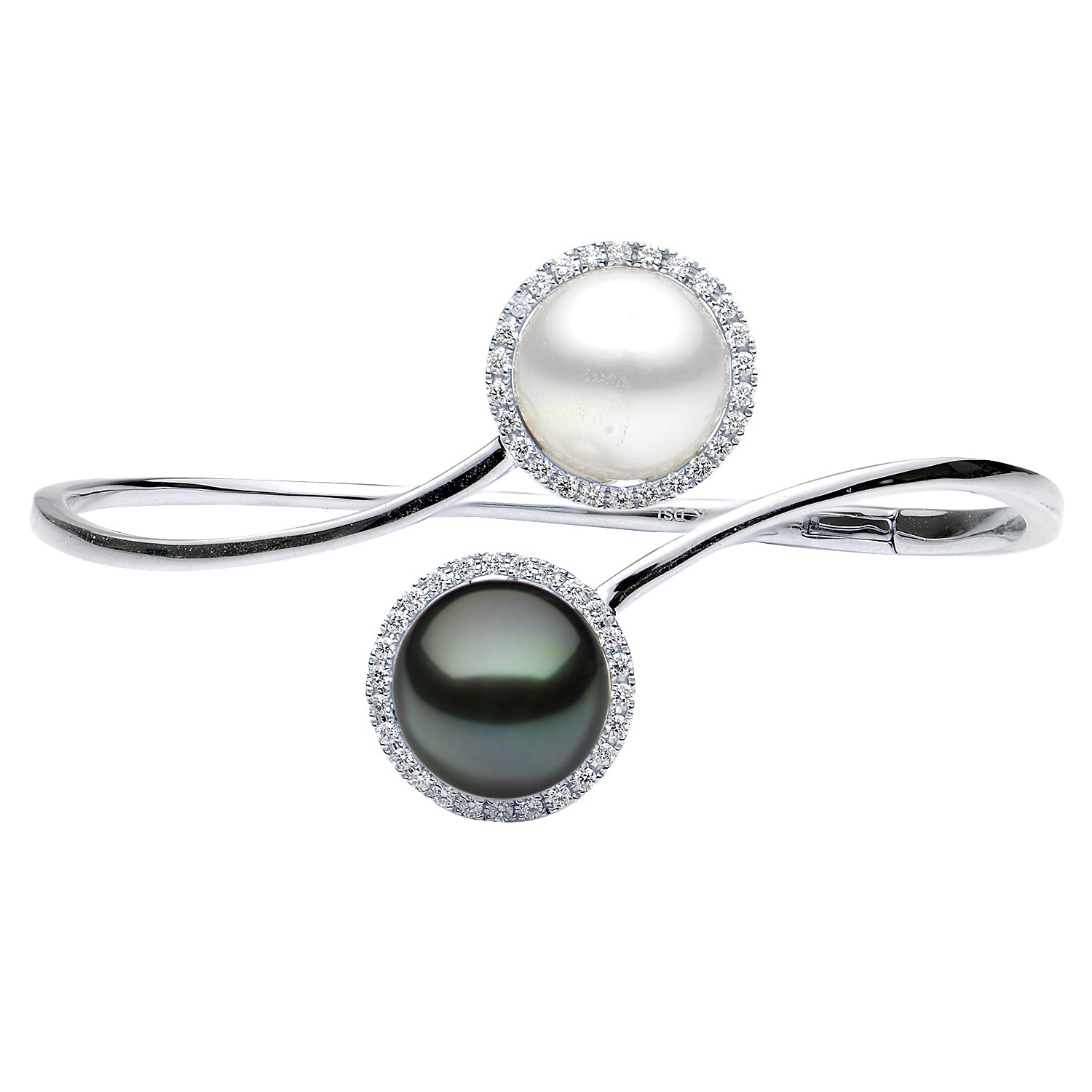 18KW White South Sea & Tahitian Pearl Bracelet, 12-13mm