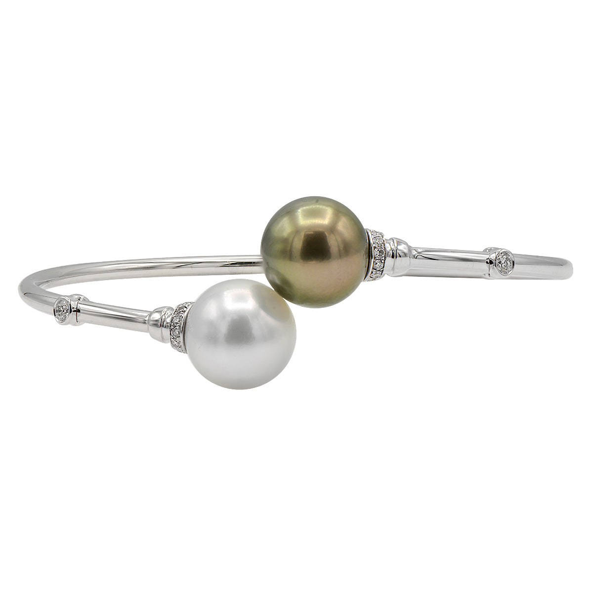 18K White Gold South Sea Cultured Pearl Bracelet, 11-12mm, 0.19ct