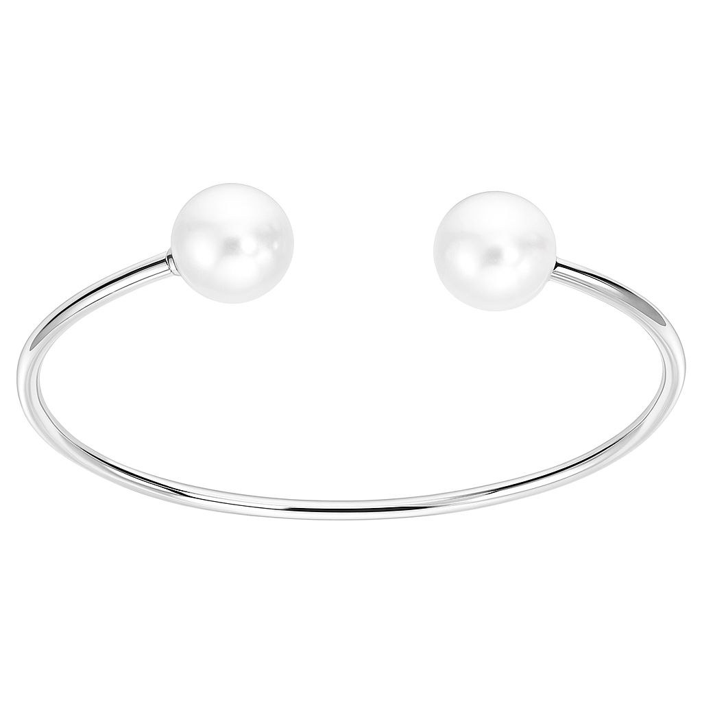 14K White Gold South Sea Pearl Bangle Bracelet, 11-12mm