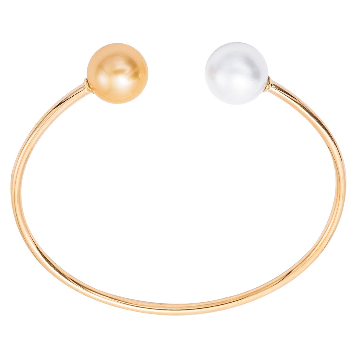 18KY White & Golden South Sea Pearl Bracelet, 11-12mm