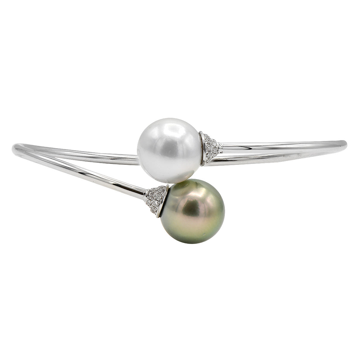 18KW White South Sea & Tahitian Pearl Bracelet, 11-12mm