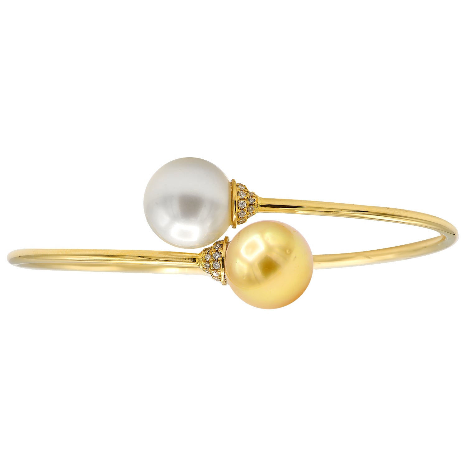 18KY White & Golden South Sea Pearl Bracelet, 11-12mm