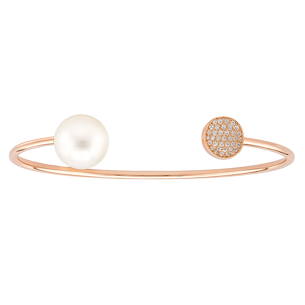 18K Rose Gold South Sea Pearl Bracelet, 11-12mm, 0.13ct