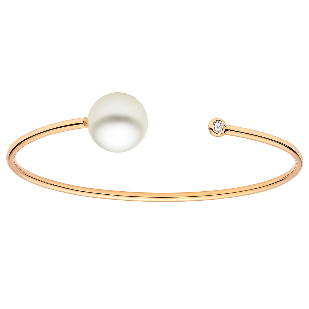 18K Rose Gold South Sea Pearl Bracelet, 11-12mm, 0.03ct