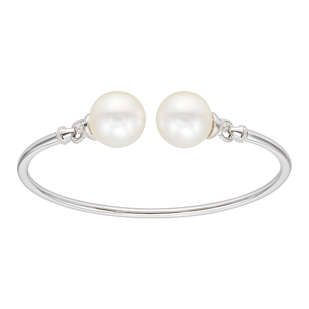 18K White Gold South Sea Pearl Bracelet, 11-12mm, 0.1ct