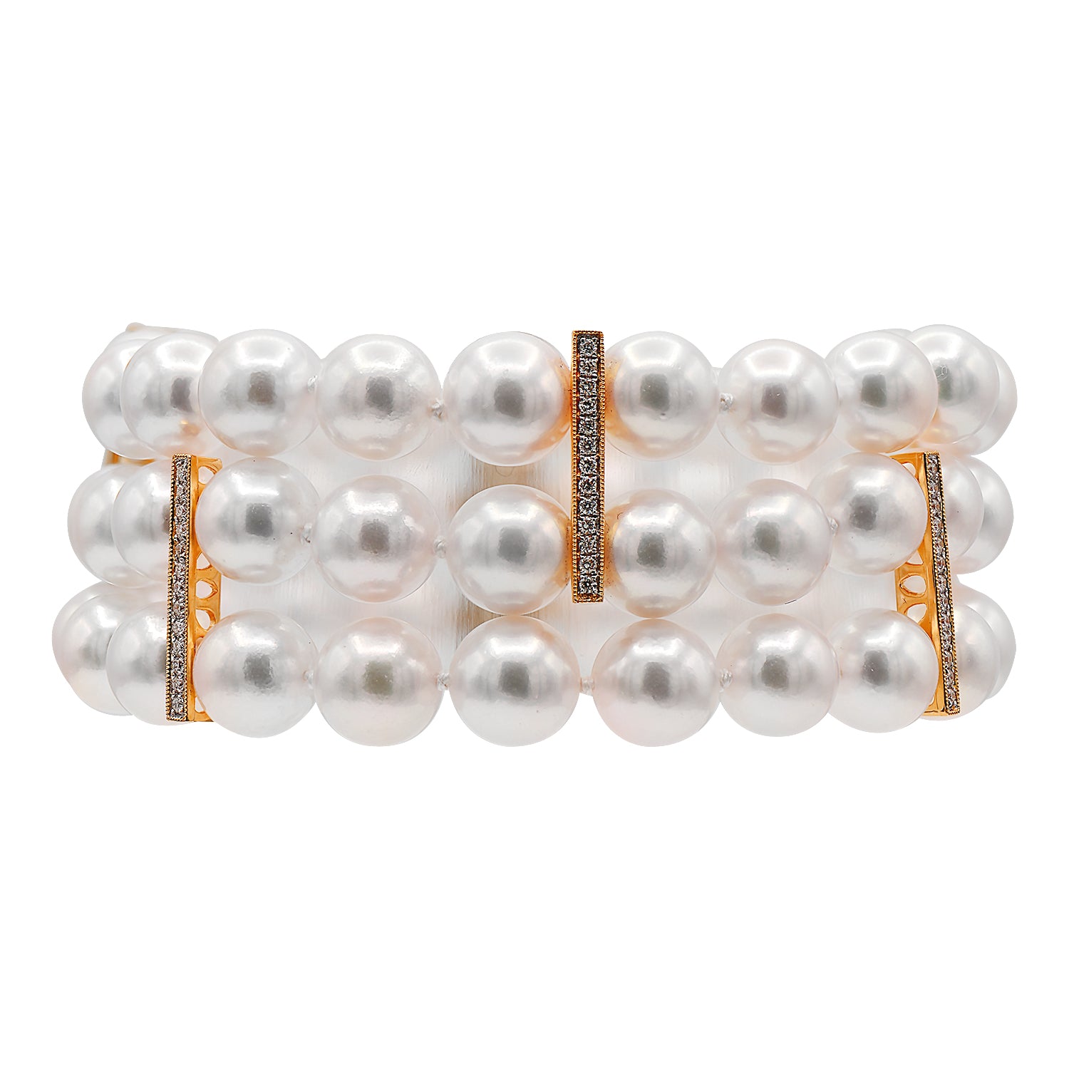 18KR Cultured Akoya Pearl Bracelet, 9-10mm