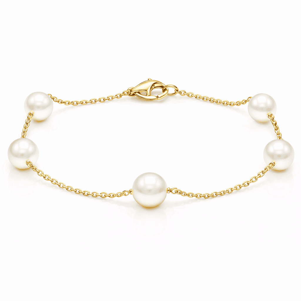 14K Yellow Gold Cultured Pearl Bracelet, 6-6.50mm