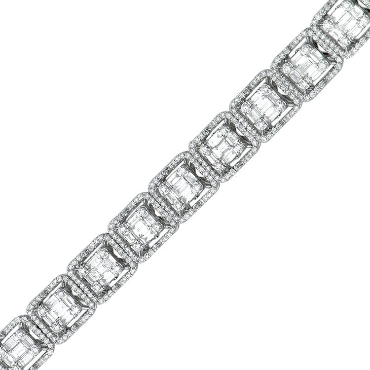 18K White Gold Baguette Illusion Bracelet, 4.11ct