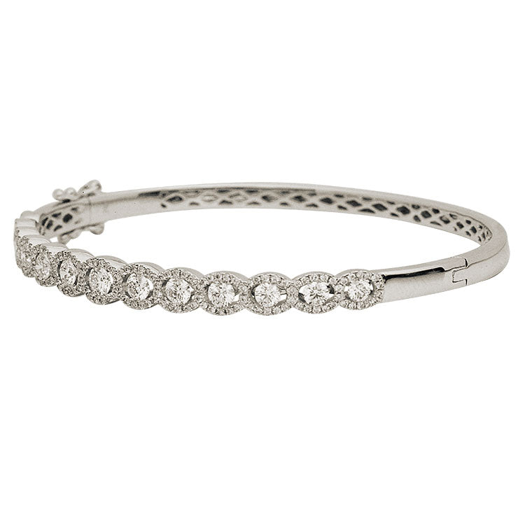 18K White Gold Emerald Bangle