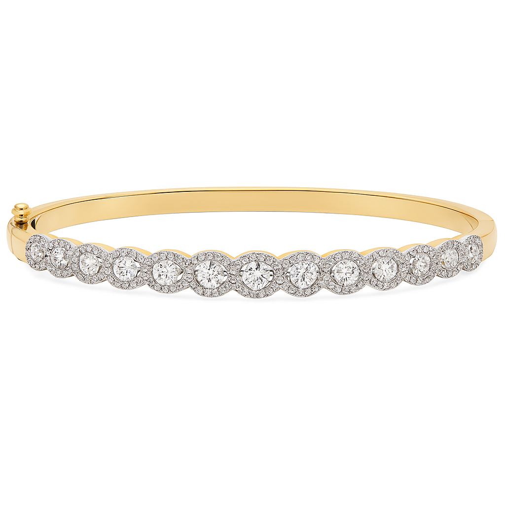 18K Yellow Gold Diamond Bangle Bracelet, 1.64ct