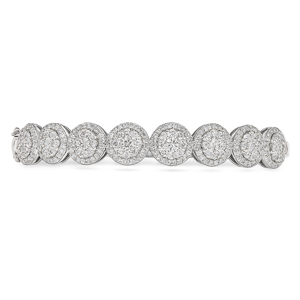 18K White Gold Diamond Bangle, 3.48ct
