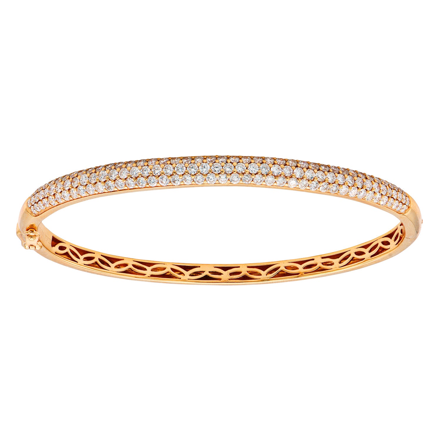 14L Rose Gold Three Row Diamond Bangle